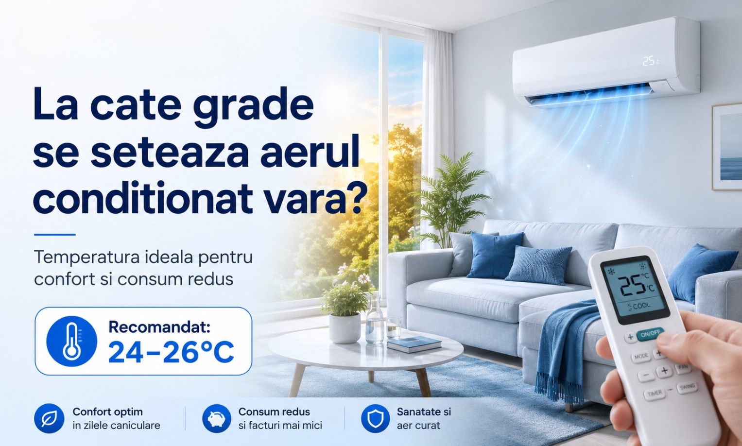 La câte grade se setează aerul condiționat vara? Temperatura ideală pentru confort și consum redus