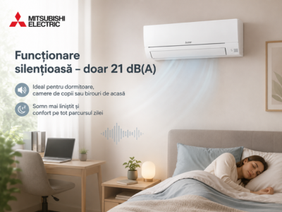 Funcționare silențioasă – doar 21 dB(A)