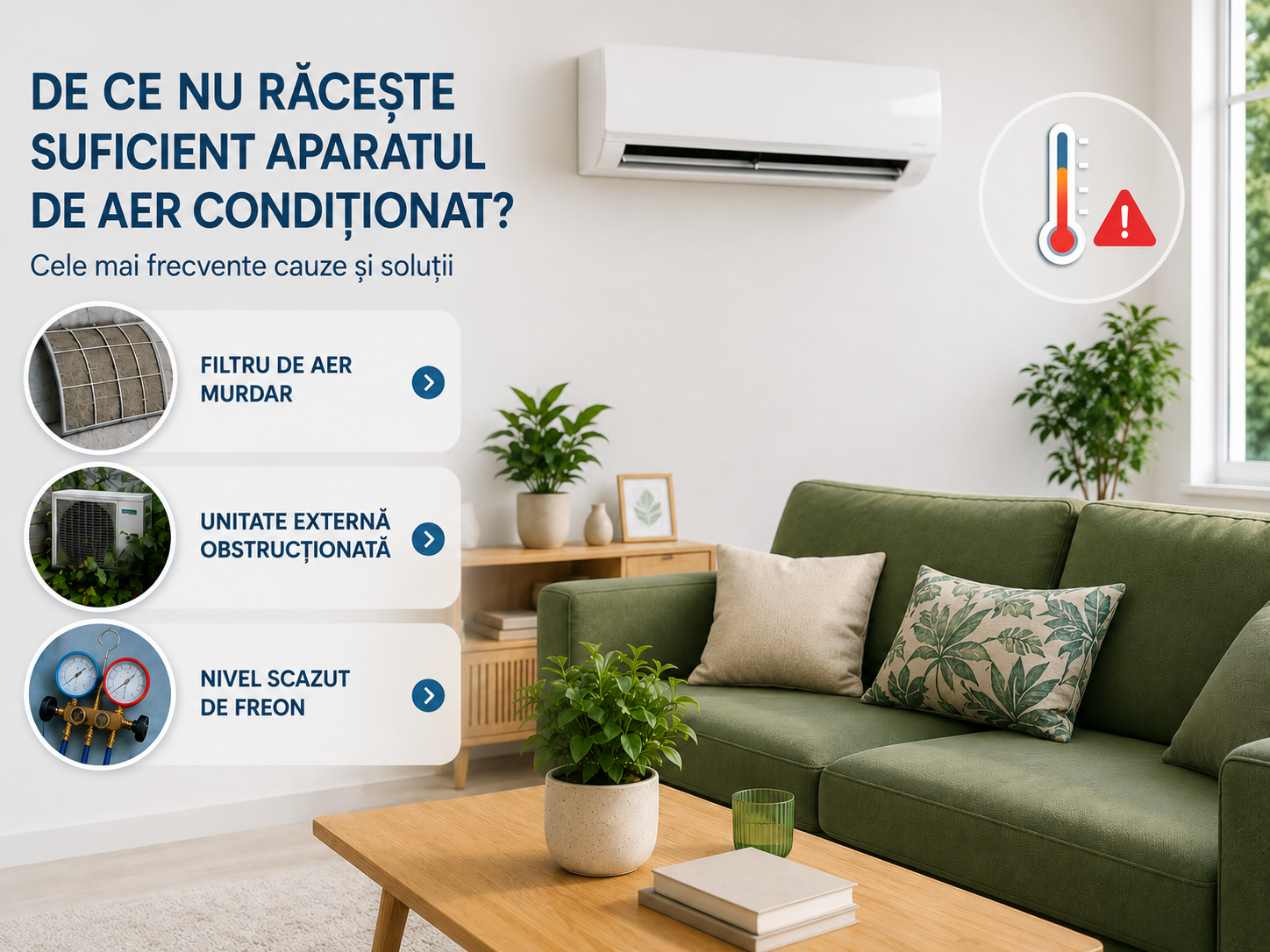 De ce nu răcește suficient aparatul de aer condiționat? Cauze și soluții