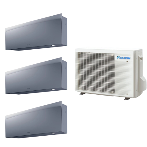 Aer conditionat Daikin multi-split - 3 camere - Aparat de aer conditionat multisplit Daikin Bluevolution cu doua unitati interne Emura 7000 si una de 12000 BTU Silver - Sun Power Clima