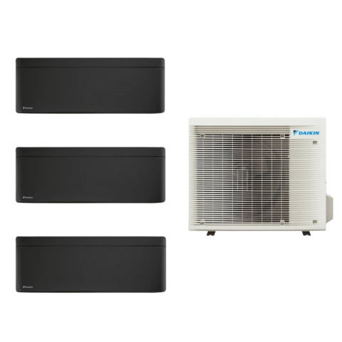 Aer conditionat Daikin multi-split - 3 camere - Aparat de aer conditionat multisplit Daikin Bluevolution cu doua unitati interne Stylish 7000 si una de 12000 BTU Black - Sun Power Clima