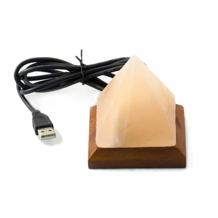 Diverse - Lampa / Veioza din sare de Himalaya multicolora cu USB - piramida