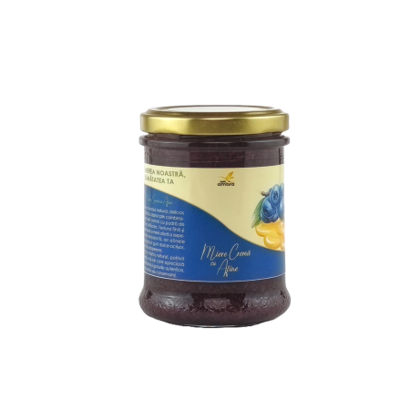 Miere Cremă - Miere Cremă cu Afine Apis Ambra, 100% naturală din România. O combinație delicioasă de miere cremă și afine, plină de antioxidanți și vitamine. Perfectă pentru micul dejun sau deserturi.