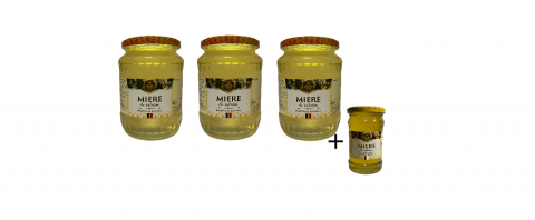 Pachete promoționale - 3 borcane miere de salcâm - 1 Kg + un borcan de 500g gratis