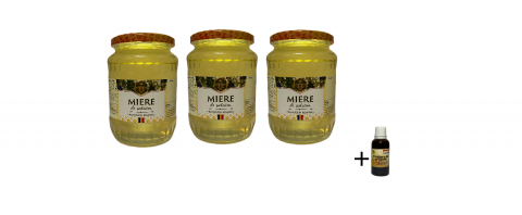 Pachete promoționale - Pachet promoțional - 3 borcane de 1 Kg de miere de salcâm + tinctură de propolis - 30 ml gratis