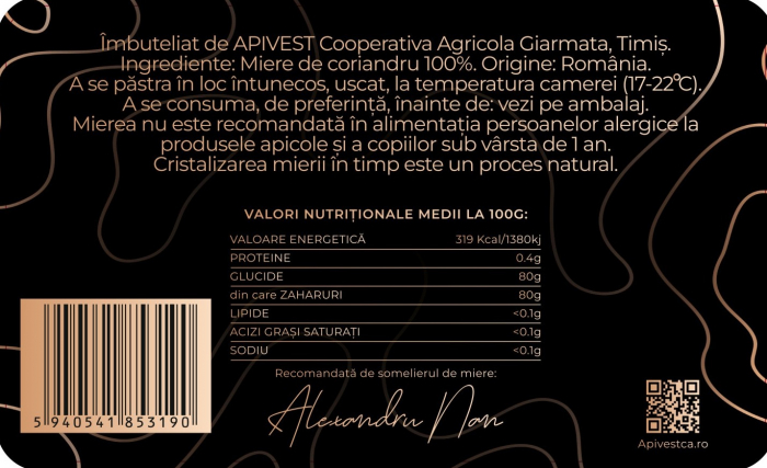 Miere de Coriandru Apivest 270g [3]
