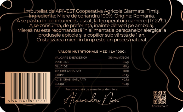 Miere de Coriandru Apivest 450g [3]