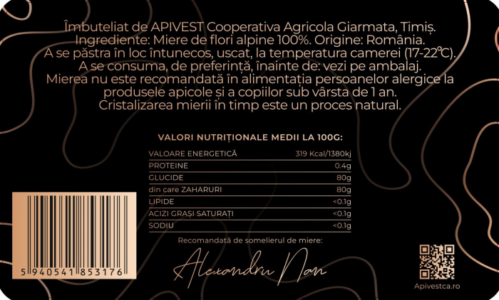 Miere de Flori Alpine Apivest 450g [3]