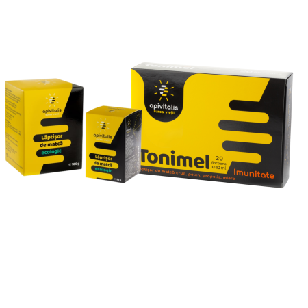Lăptișor de matcă BIO - Pachet Laptisor de matca pur ECO 125g + Tonimel Imunitate 20 fiole