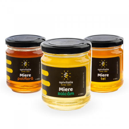 Miere crudă - Pachet Trio Miere Crudă din Natură - 250g x 3 sortimente