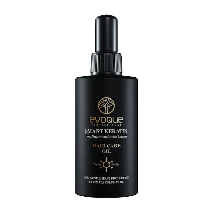 Ser Profesional pentru Par EVOQUE Smart Keratin, 90 ml ,   Cu Ulei de Argan si Macadamia, Fara Parabeni, Fara Silicon, Cu Protectie UV, Anti-Frizz, Hidratare si Elasticitate