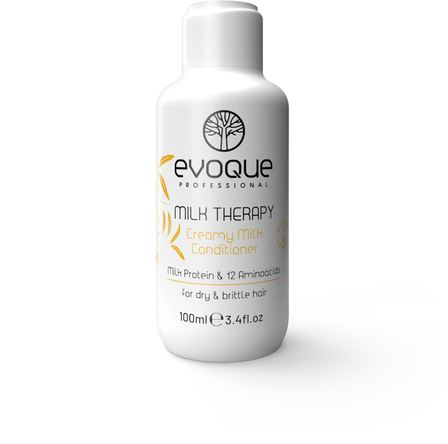 Balsam de Par Travel Size, EVOQUE Milk Therapy Creamy Milk Conditioner, 100 ml ,   Cu Proteine din Lapte, 12 Aminoacizi si Vitamina E, Hidratant, Anti-Frizz, Fara Parabeni - Evoque