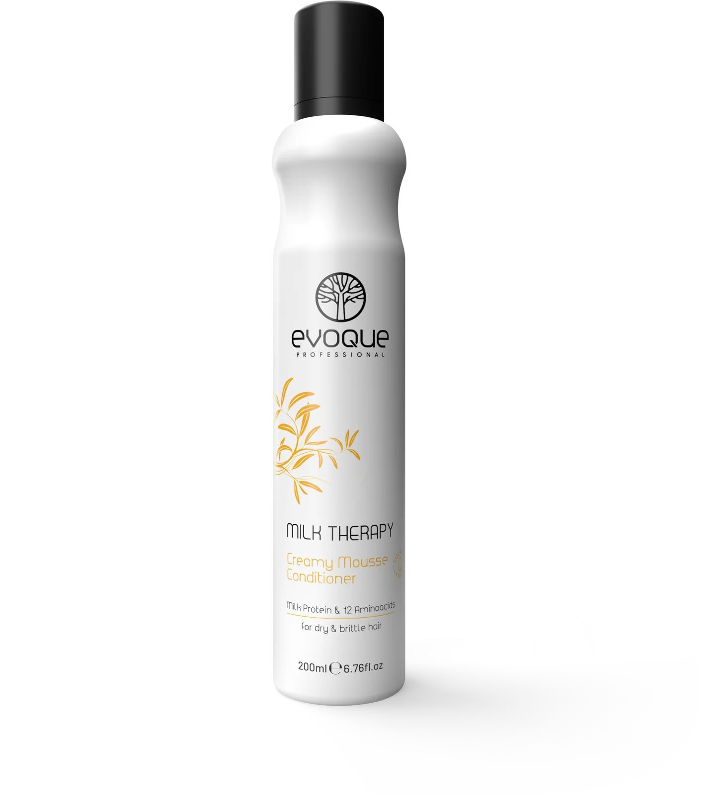 Balsam Profesional Tip Spuma Fara Clatire, EVOQUE Milk Therapy Mousse Conditioner, 200 ml ,   Cu Proteine din Lapte si 12 Aminoacizi, Pentru Par Uscat sau Tratat