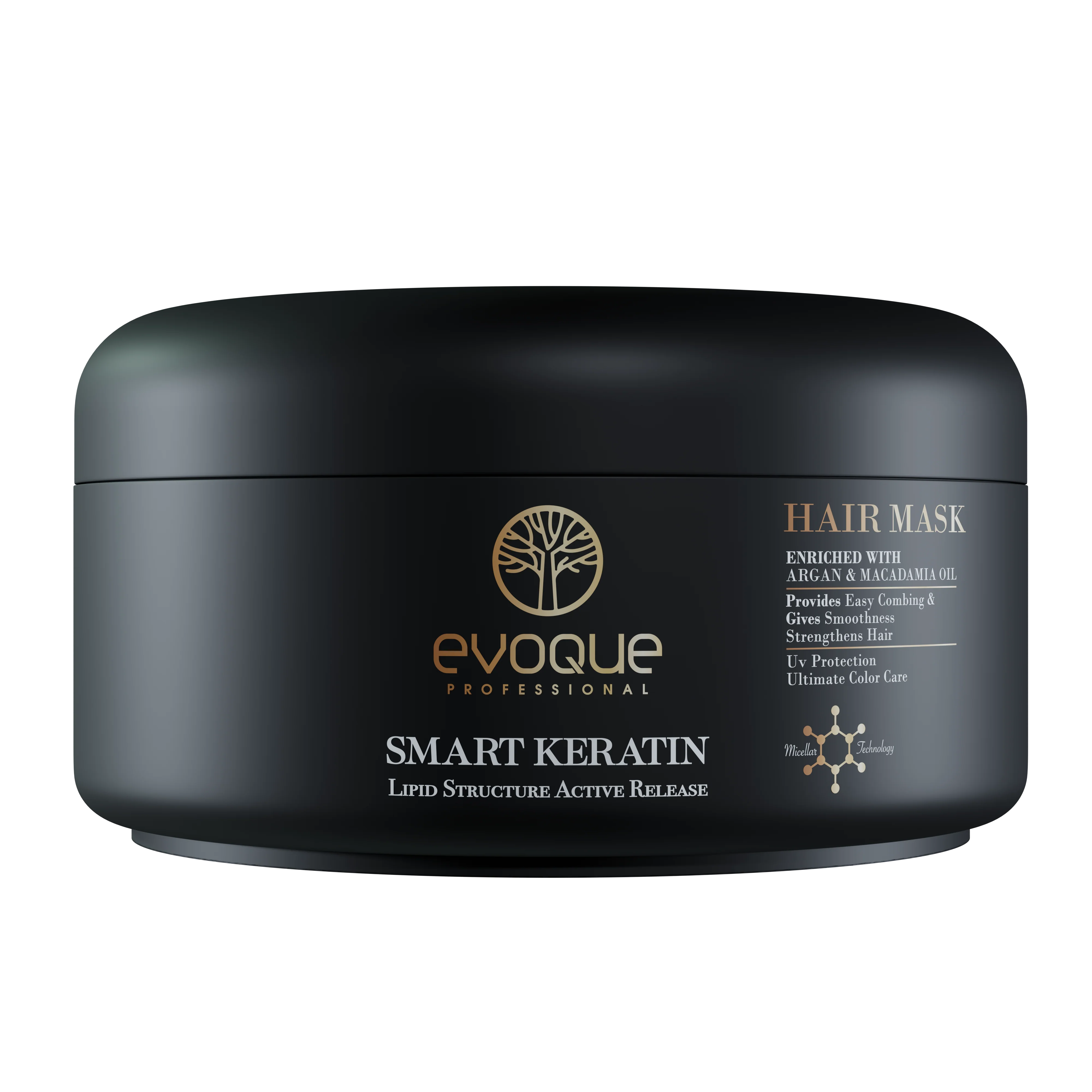 Masca de Par cu Keratina, EVOQUE Smart Keratin, 500 ml ,   Tratament Intensiv Profesional pentru Hidratare, Stralucire si Protectia Culorii