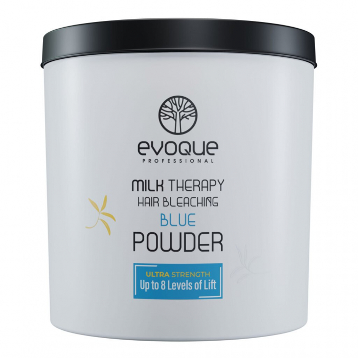 Pudra Decoloranta Albastra, EVOQUE USA Milk Therapy, 1000 ml ,   Deschidere pana la 8 Tonuri, cu Efect Antigalbui si Protectie Profesionala