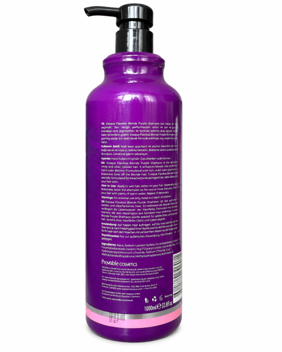 Șampon Anti-Yellow Purple Profesional EVOQUE Flawless Blonde 1000 ml – Neutralizare Reflexe Galbene și Portocalii, pentru Păr Blond, Decolorat, Silver și Gri [2]