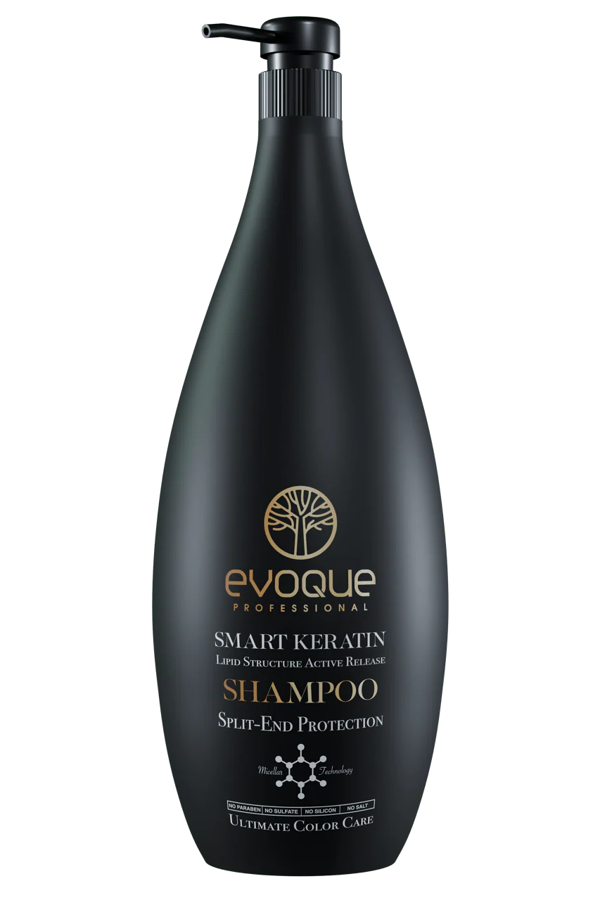 Sampon de Par cu Keratina, EVOQUE Smart Keratin, 1000 ml ,   Profesional, Anti-Frizz, Fara Sulfati, cu Ulei de Argan si Macadamia