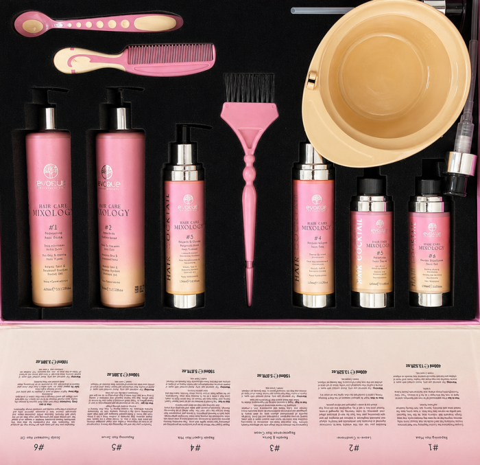 Set profesional tratament păr Evoque Hair Care Mixology – 6 produse profesionale + accesorii, reparare, hidratare, netezire și îngrijire scalp [2]