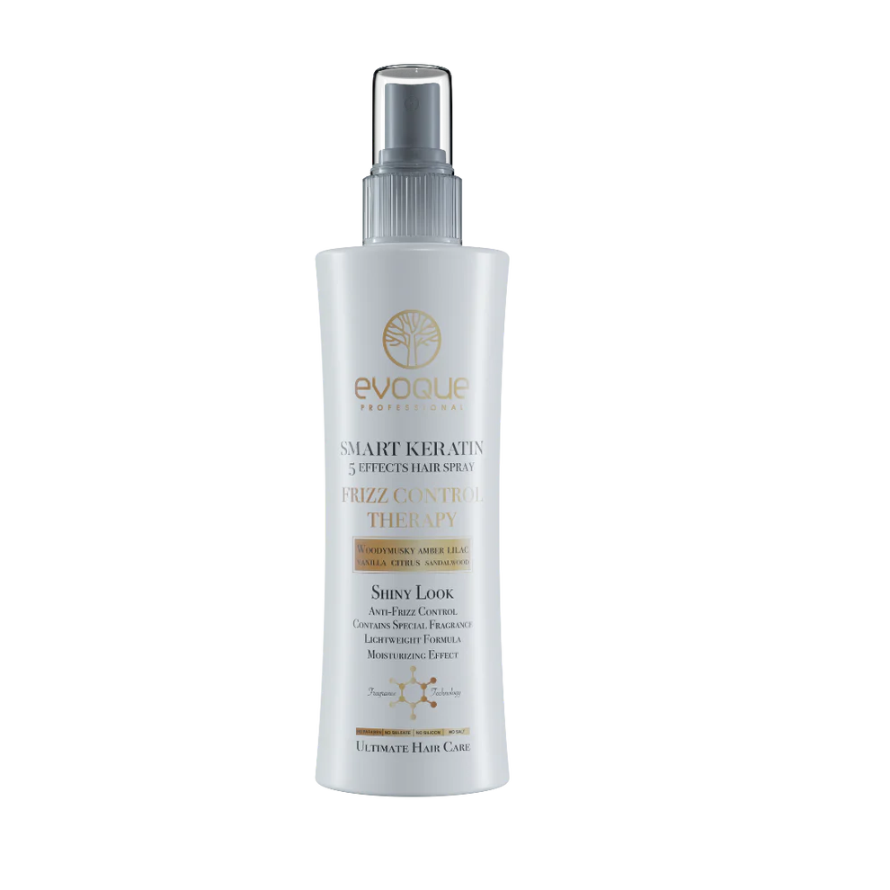 Spray Leave-In Profesional EVOQUE Smart Keratin, 400 ml ,   Cu Keratina, Ulei de Argan si Macadamia, Anti-Frizz, Fara Parabeni, Fara Silicon ,   Protectie UV, Stralucire si Volum