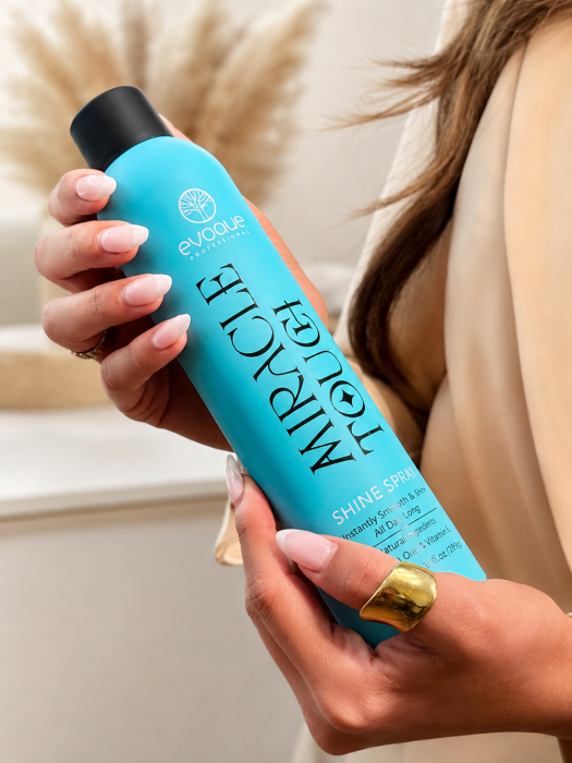 Spray pentru luciu păr Evoque Professional Miracle Touch Shine Spray, 300 ml, cu Vitamina E și uleiuri naturale, efect glossy, păr mătăsos și strălucitor [2]