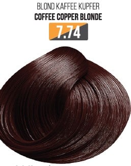 Vopsea Profesionala Fara Amoniac EVOQUE USA, Nuanta 7.74 COFFEE COPPER BLONDE ,   Cu Ulei de Argan si 12 Aminoacizi, 100 ml - Evoque