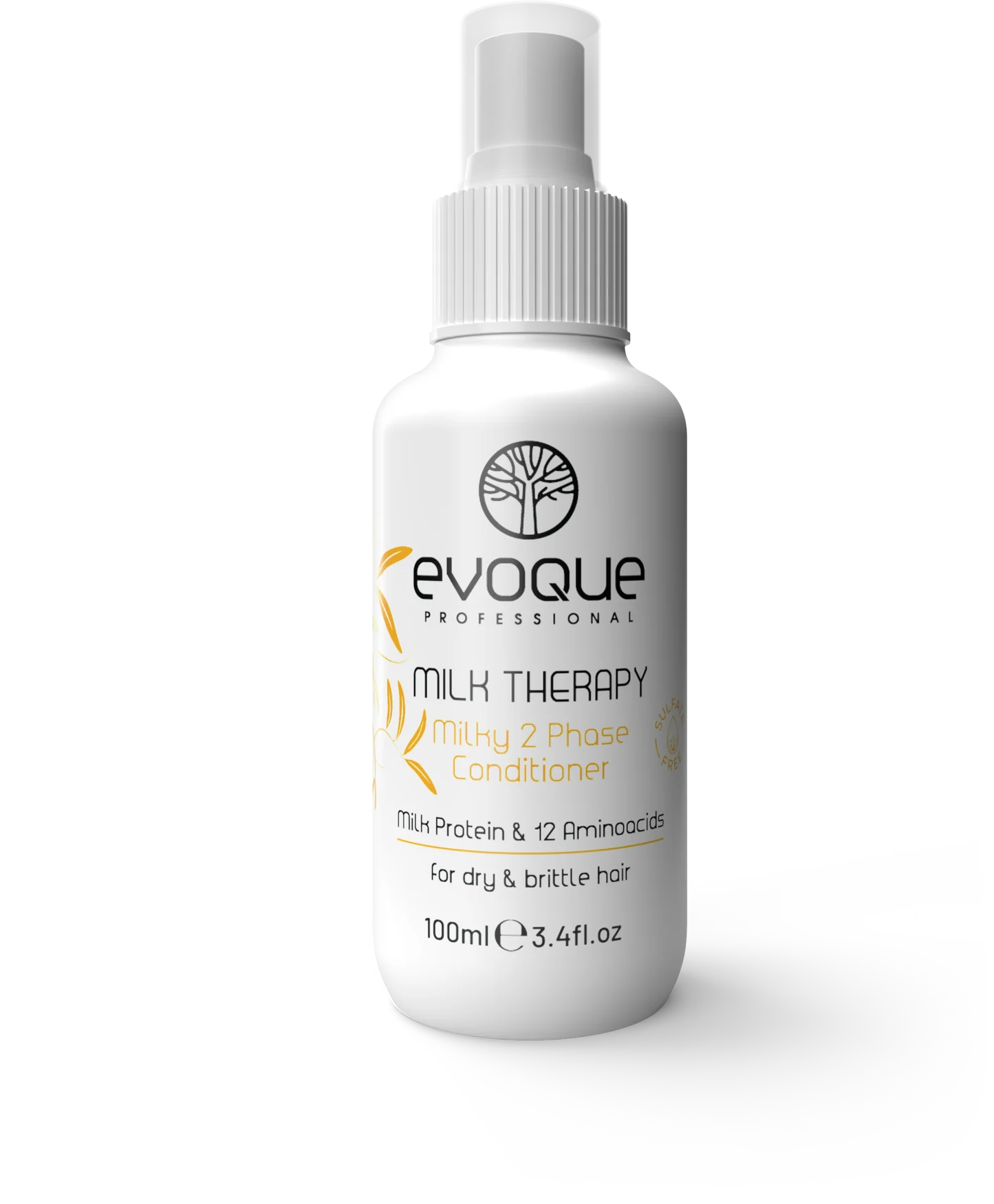 Cu Argan - Balsam de Par Bifazic Leave-in, EVOQUE Milk Therapy 2 Phase Conditioner, 100 ml – Fara Clatire, Cu Protectie Termica, Travel Size - Evoque