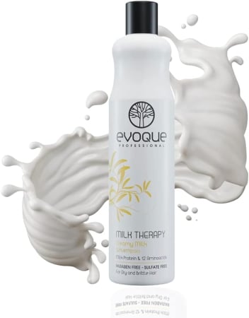 Cu Argan - Sampon de Par Hidratant EVOQUE Milk Therapy, 400 ml – Fara Sulfati si Parabeni, Cu 12 Aminoacizi si Vitamina E – Reparare, Anti-Frizz, Profesional