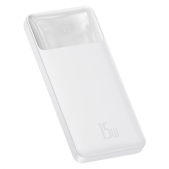 Baseus Bipow powerbank with display 10000mAh 15W white (Overseas Edition) + USB-A - Micro USB 0.25m cable white (PPBD050002) [2]