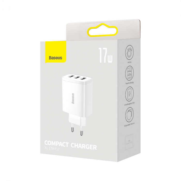 Baseus Compact  Charger 3U 17W EU White [4]