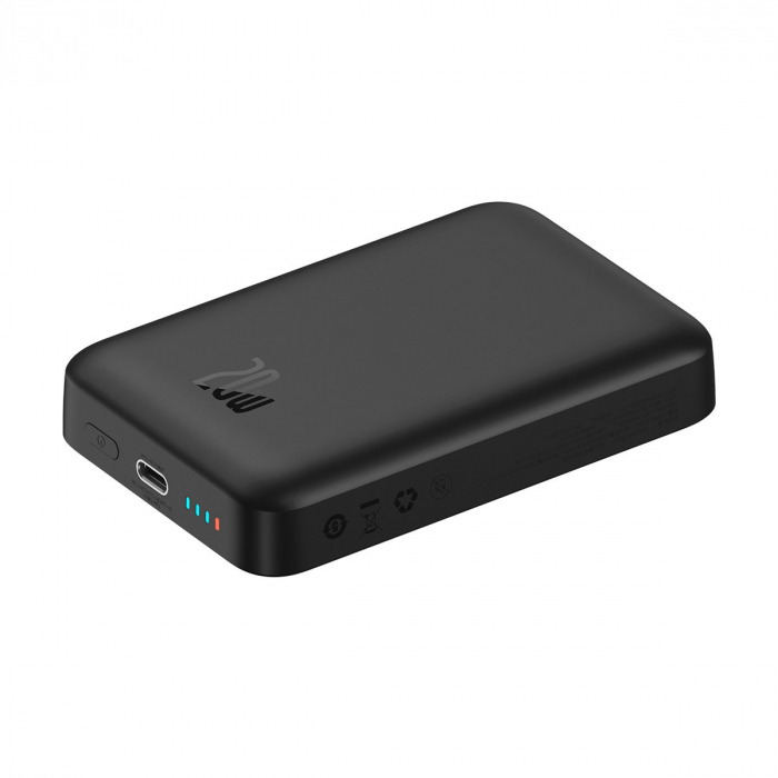 Baseus Magnetic Mini Power Bank with MagSafe 15W / PD QC 20W 10000mAh Black (Overseas Edition) + Xiaobai Series Cable USB-C - USB-C 60W 3A 0.5m Black [5]
