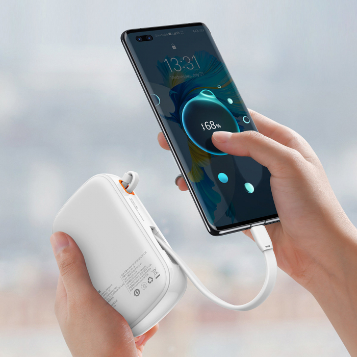 Baseus Qpow Digital Display powerbank with fast charging 20000mAh 22.5W QC/PD/SCP/FCP with built-in USB-C cable white [9]