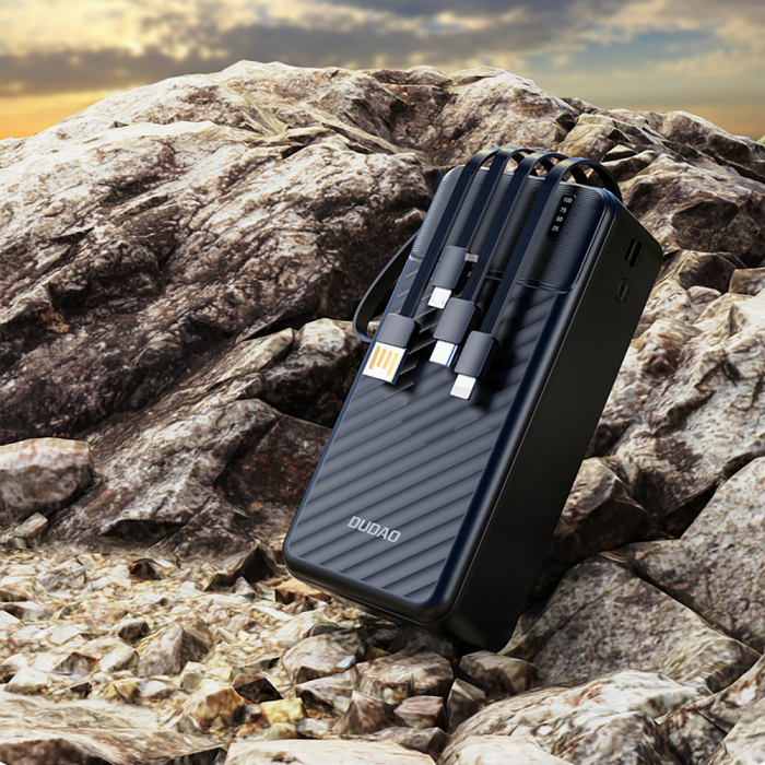 Baterie externă Dudao K11 Max 30000mAh – Cabluri Încorporate, Lanternă LED, Încărcare Rapidă, USB-A & USB-C, Negru [4]