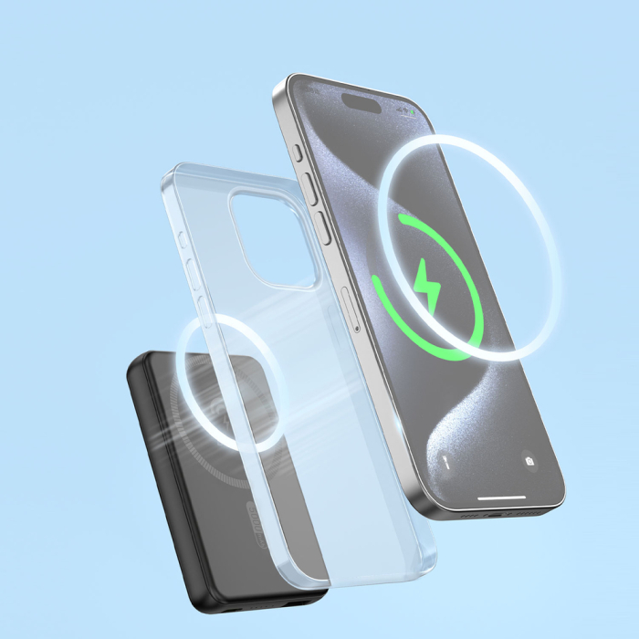 Baterie externă Dudao K14S 5000mAh – Wireless MagSafe, USB-C 20W, Încărcare Rapidă, Negru [6]