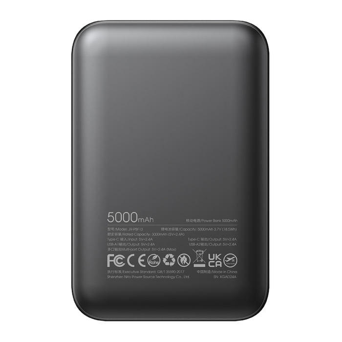 Baterie externă Joyroom JR-PBF13 5000mAh – Încărcare Rapidă 2.4A, 2x USB-A, USB-C, Design Compact, Negru [3]