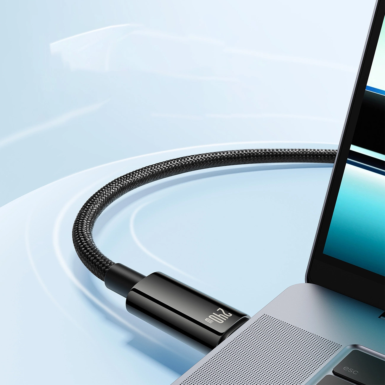 Cablu de date Baseus CAWJ040001 USB-C - USB-C  240W 480Mb/s 1m - negru și gri [7]