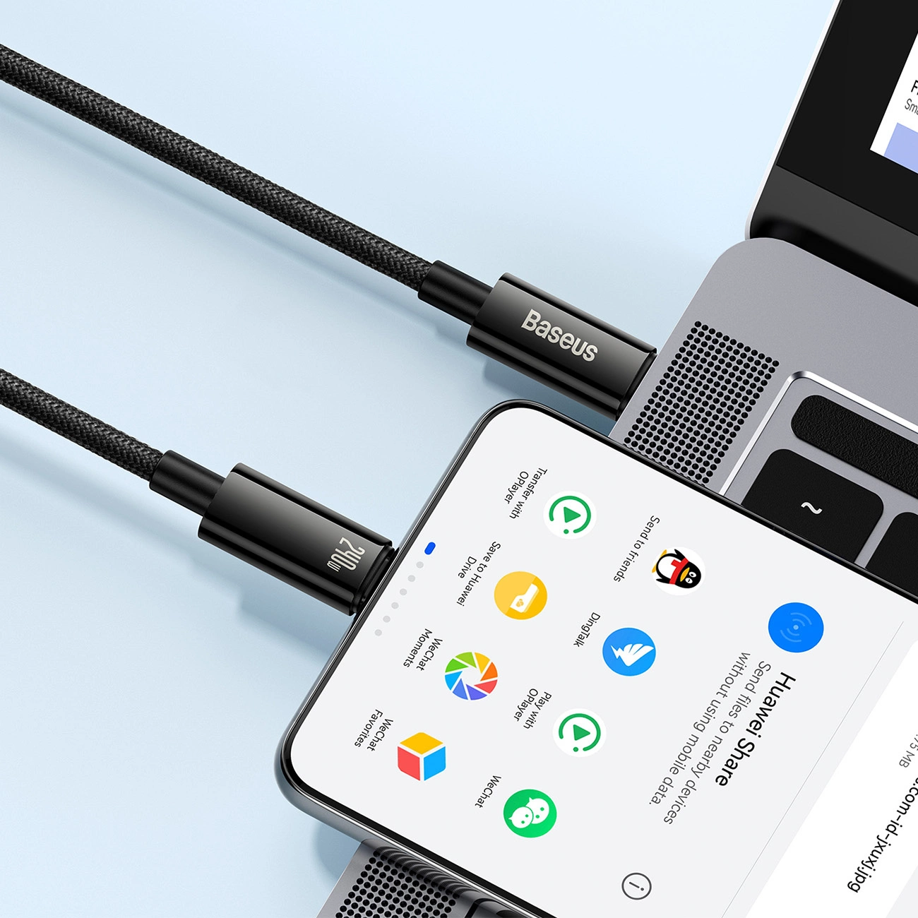 Cablu de date Baseus CAWJ040001 USB-C - USB-C  240W 480Mb/s 1m - negru și gri [5]