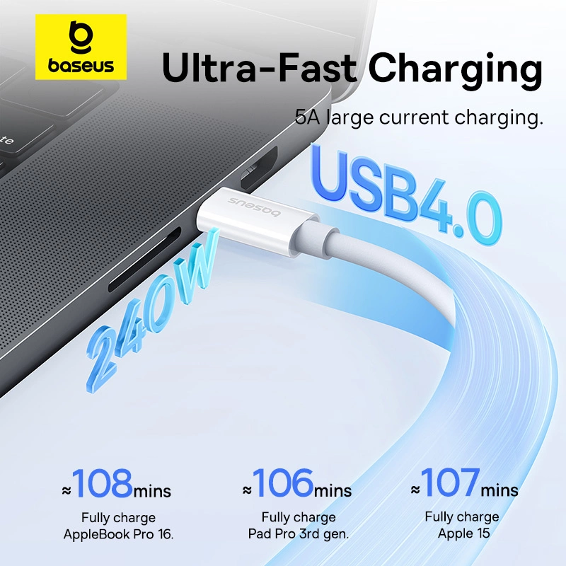 Cablu de date Baseus CB000066 USB-C - USB-C 240W PD 8K 60Hz 1m - alb [2]