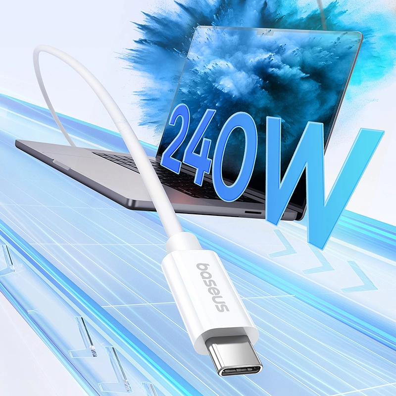 Cablu de date Baseus CB000066 USB-C - USB-C 240W PD 8K 60Hz 1m - alb [5]