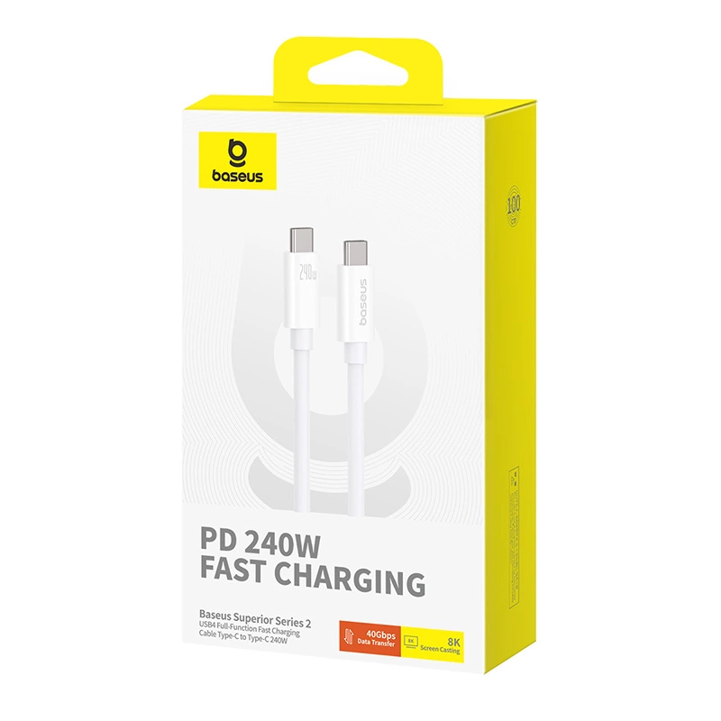 Cablu de date Baseus CB000066 USB-C - USB-C 240W PD 8K 60Hz 1m - alb [8]