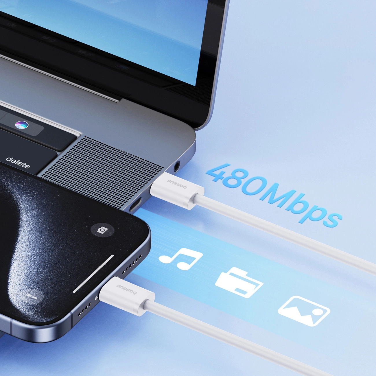 Cablu de date Baseus Superior Series ll USB-C - USB-C 30W 480Mb/s 2m - alb [6]