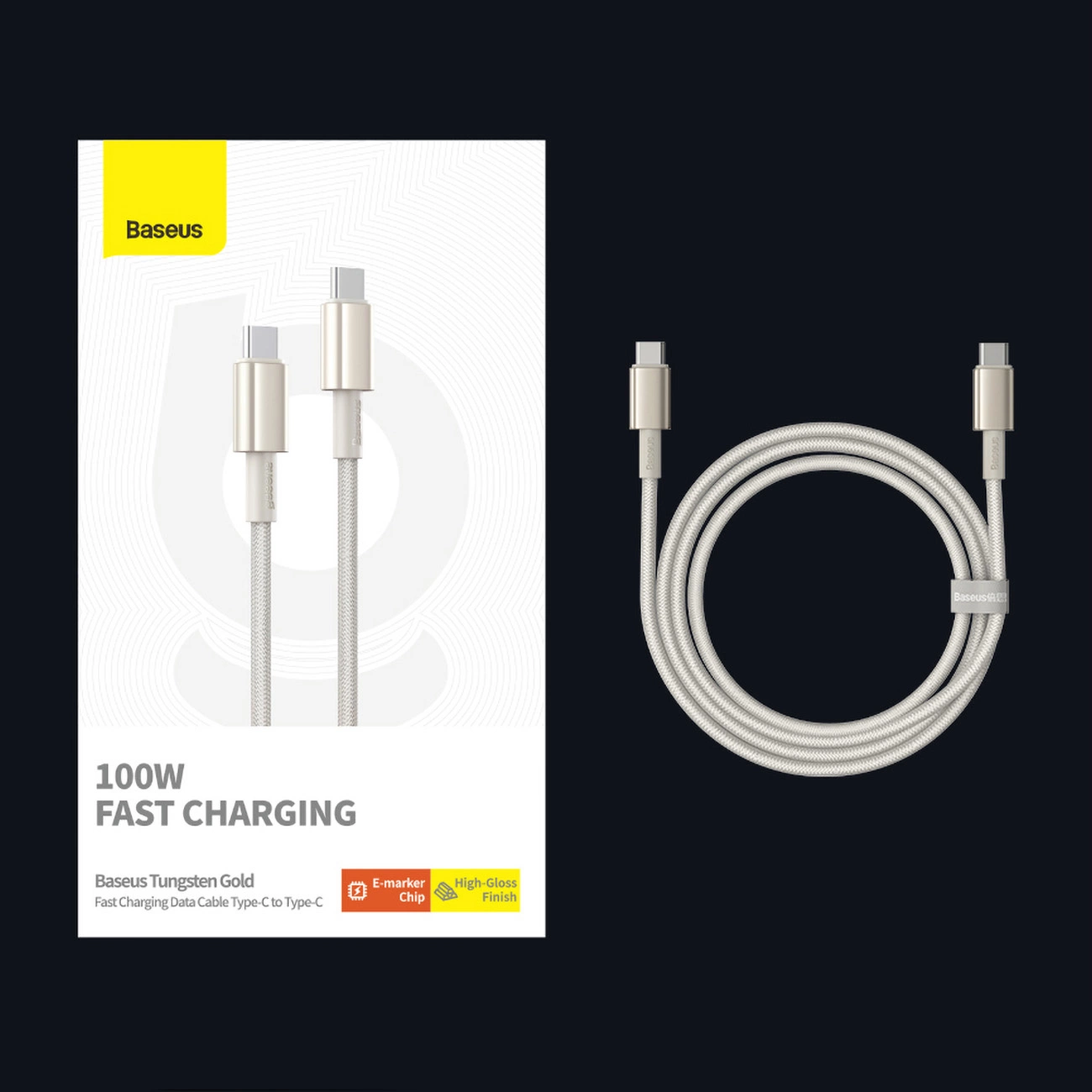 Cablu de date Baseus Tungsten Gold USB-C / USB-C cable 100W 2m - auriu [6]