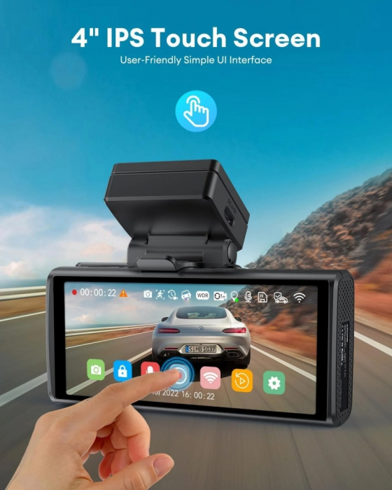 Cameră auto Azdome M580 5K UHD, față + interior + spate, Wi-Fi 5GHz, GPS, Night Vision, card 64GB inclus [4]