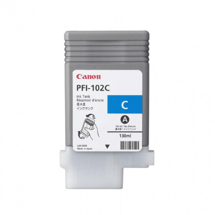 Cartus cerneala Canon PFI-102C, cyan, capacitate 130ml, pentru Canon LP17, LP24, iPF500, iPF6X0, iPF7X0. [1]