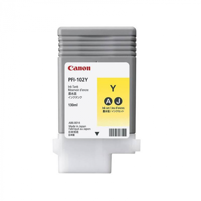 Cartus cerneala Canon PFI-102Y, yellow, capacitate 130ml, pentru Canon LP17, LP24, iPF500, iPF6X0, iPF7X0. [1]