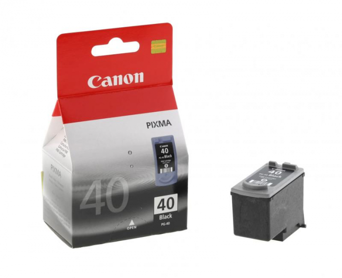 Cartus cerneala Canon PG-40, black, capacitate 16ml / 195 pagini, pentru Canon JX200, JX210, JX210P, JX500, JX510, Pixma IP1200, Pixma IP1300, Pixma IP1600, Pixma IP1700, Pixma IP1800, Pixma IP1900, Pixma IP2200, Pixma IP2500, Pixma IP2600, Pixma MP140, Pixma MP150, Pixma MP160, Pixma MP170, Pixma [1]