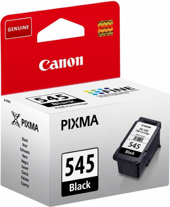 Cartus cerneala Canon PG-545, black, capacitate 8ml, pentru Canon MG3050, MG3053, MG2550S, iP2850, TS205, TR4551, MG2550, MG3051, MG2950, TS3150, TS305, MG2450, MG3052, MX495, TS3151, TR4550. [1]