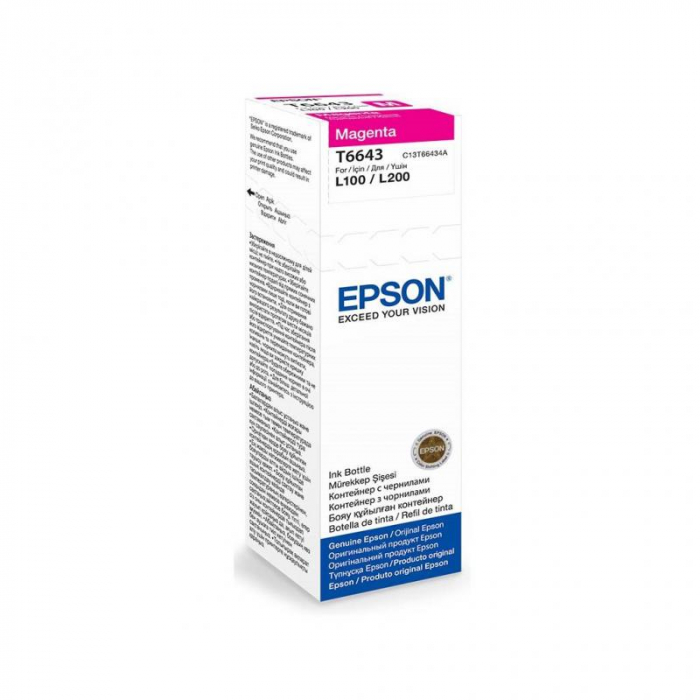 Cartus cerneala Epson T6643, magenta, capacitate 70ml, pentru echipamente CISS L100/L110/L200/L210/L300/L355/L550 [1]