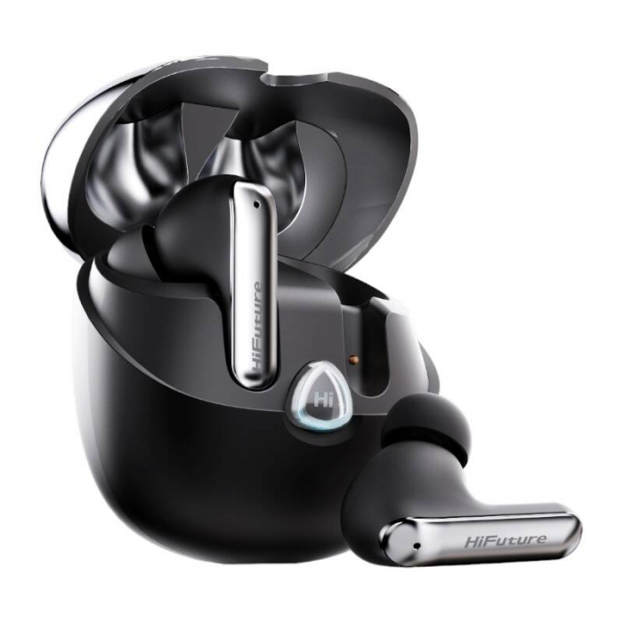 Căști wireless TWS HiFuture Sonic Air, Bluetooth 5.3, autonomie 35h, anulare zgomot, sunet clar, microfon, negru [1]