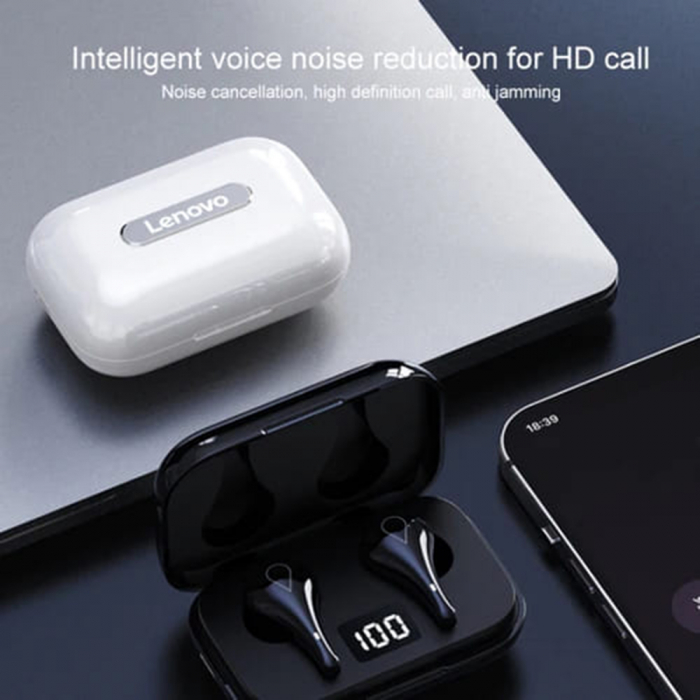Căști wireless Lenovo (LP3) - Bluetooth 5.0, afișaj LED, IPX5 rezistent la apă - negru [5]