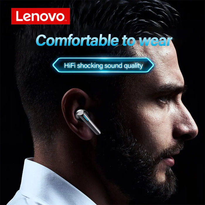 Căști wireless Lenovo (XG02) - pentru jocuri, Bluetooth 5.0, sunet Hi-Fi, design ergonomic - negru [2]